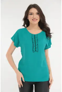 Bluza casual turcoaz din vascoza imagine