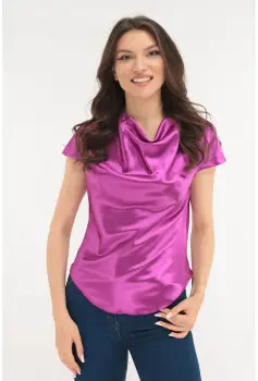 Bluza eleganta din satin magenta imagine