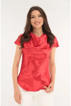 Bluza eleganta din satin rosu imagine