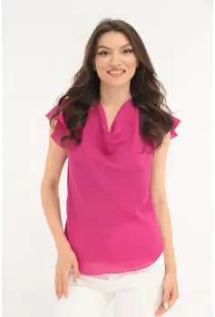 Bluza eleganta din voal ciclamen imagine