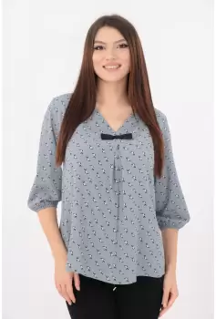 Bluza gri cu imprimeu abstract imagine