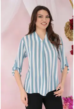 Bluza lejera cu anchior si dungi bleu-albe imagine