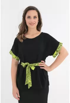 Bluza lejera neagra cu cordon verde deschis imagine