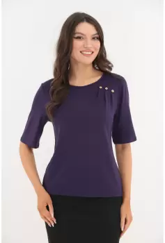 Bluza mov din vascoza cu pliuri asimetrice imagine