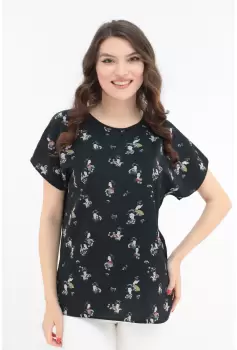 Bluza neagra cu print abstract imagine