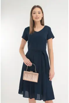 Rochie bleumarin de ocazie cu glitter discret imagine