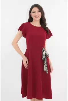 Rochie clos bordo cu cordon colorat in talie imagine