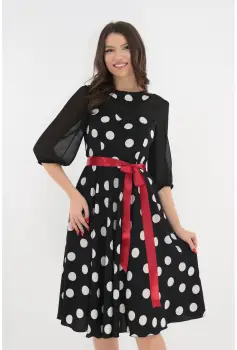 Rochie clos neagra cu buline albe imagine