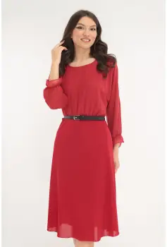 Rochie clos rosie din voal si stofa imagine