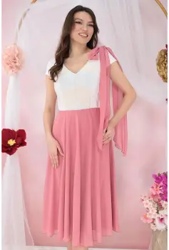 Rochie clos roz cu bust din brocart ivory imagine