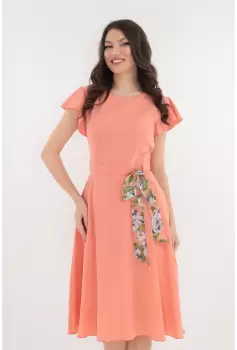 Rochie clos roz cu cordon multicolor in talie imagine