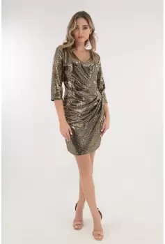 Rochie de ocazie cu glitter auriu imagine