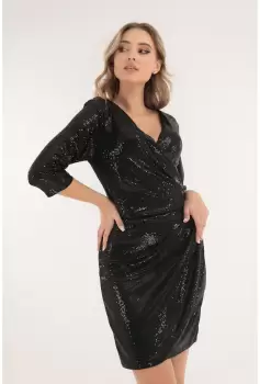 Rochie de ocazie cu glitter negru imagine