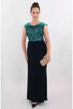 Rochie de seara bleumarin cu dantela aplicata imagine