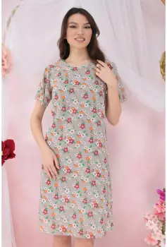 Rochie diafana din voal gri cu print floral orange imagine