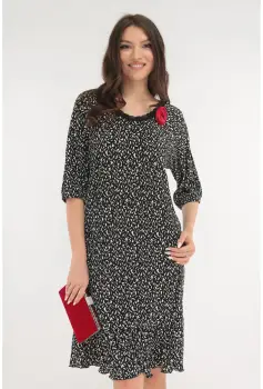 Rochie din matase plisata cu print abstract alb-negru imagine