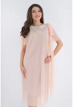 Rochie din voal plisat roz imagine