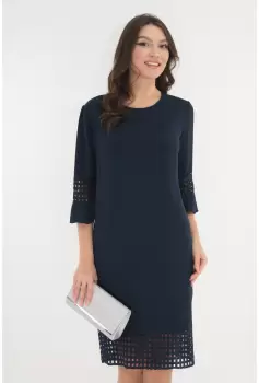 Rochie eleganta bleumarin din crep si dantela imagine