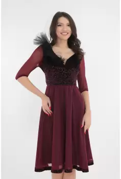 Rochie eleganta clos din catifea bordo imagine
