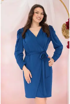 Rochie eleganta din lurex albastru cu aspect suprapus imagine