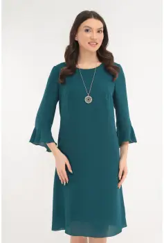 Rochie eleganta din voal turcoaz cu lantisor imagine