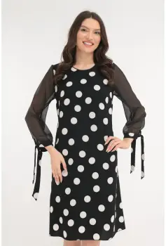 Rochie eleganta neagra cu buline albe imagine