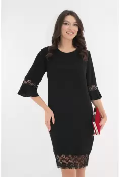 Rochie eleganta neagra din crep si dantela imagine