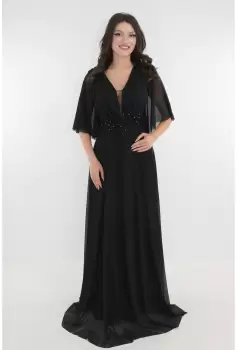 Rochie eleganta neagra din voal cu glitter imagine