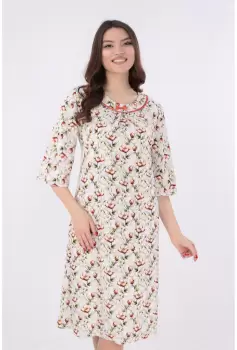 Rochie lejera alba cu banda satinata caramizie imagine