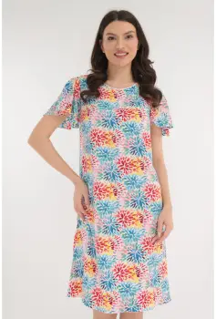 Rochie lejera alba cu print floral multicolor imagine