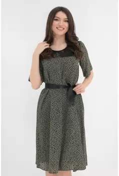 Rochie lejera din matase olive cu dantela neagra imagine