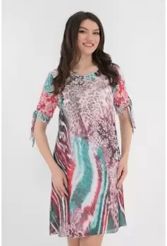 Rochie lejera din voal cu imprimeu abstract multicolor imagine