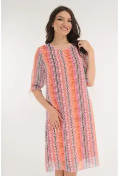 Rochie lejera din voal cu imprimeu abstract orange imagine