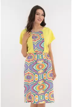 Rochie lejera galbena cu elastic in talie imagine