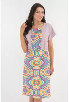 Rochie lejera lila cu elastic in talie imagine