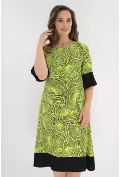 Rochie lejera verde deschis cu print abstract negru imagine