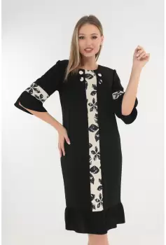 Rochie neagra cu banda din brocart ivory imagine