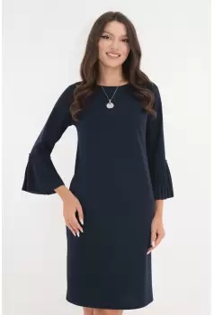 Rochie office bleumarin cu lantisor si volanase imagine