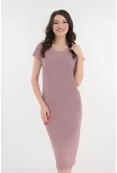 Rochie roz-pudra de ocazie cu fir stralucitor imagine