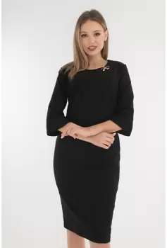 Rochie uni neagra cu brosa aurie imagine