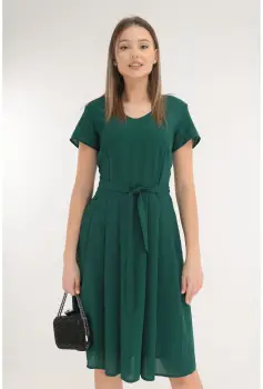 Rochie verde de ocazie cu glitter discret imagine