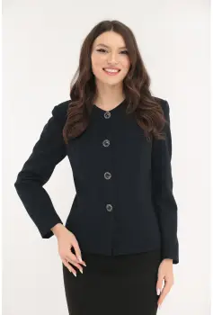 Sacou bleumarin din stofa texturata cu un continut ridicat de lana imagine