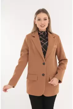 Sacou din stofa groasa camel imagine