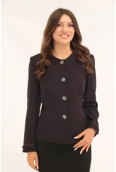 Sacou elegant mov-pruna cu volanase la maneci imagine