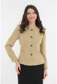 Sacou mustar din stofa cu lana si catifea imagine