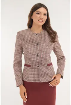 Sacou office din stofa cu lana cu model piciorus de cocos imagine