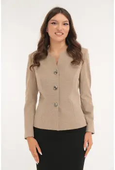 Sacou office din stofa fina bej imagine