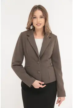 Sacou office din stofa maro texturata imagine