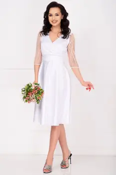 Rochie de cununie alba Britney in clos cu maneci din tulle imagine