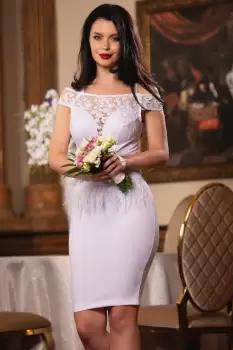 Rochie de cununie Delight cu broderie si fulgi decorativi imagine